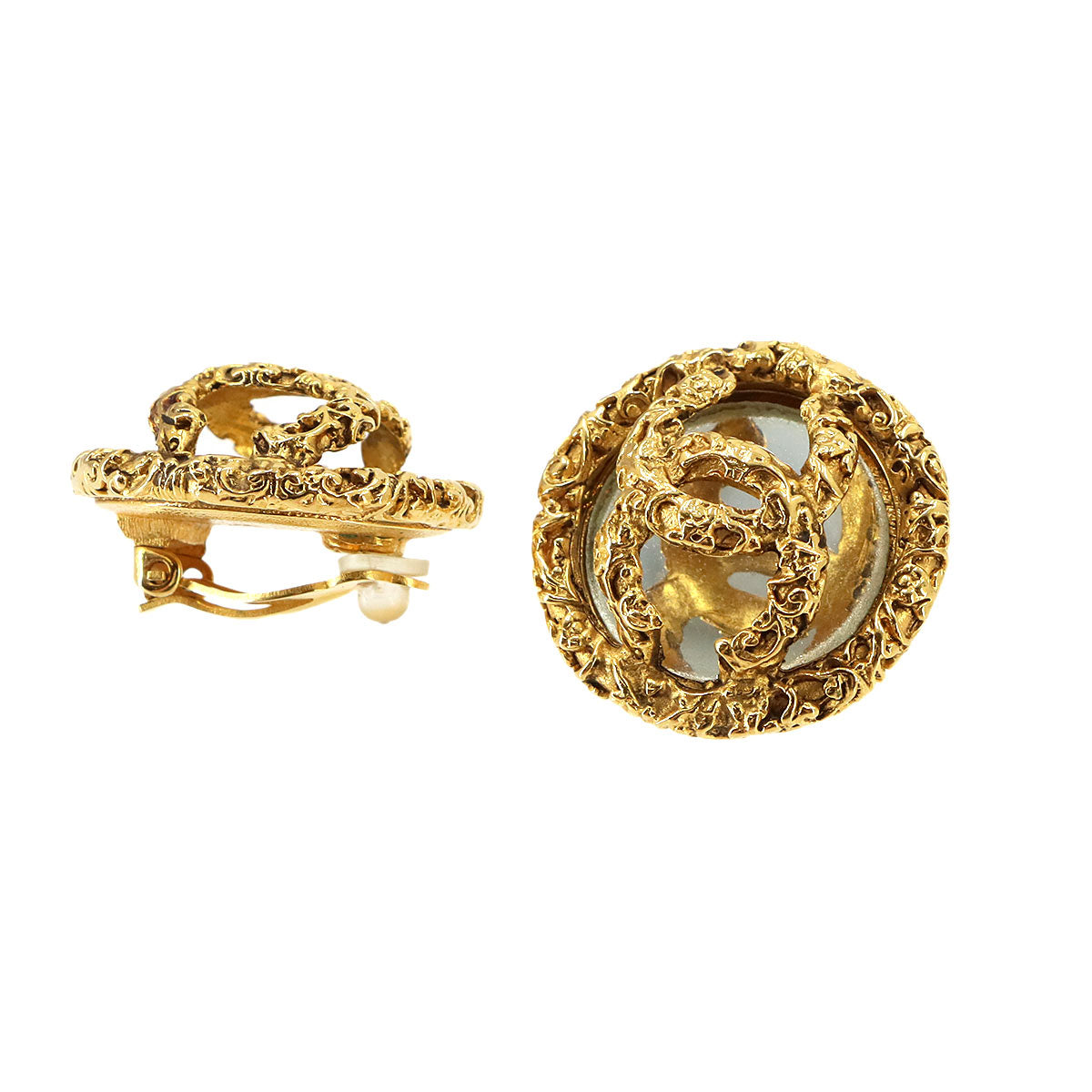 Coco Earrings Round type Gold Vintage Accessory