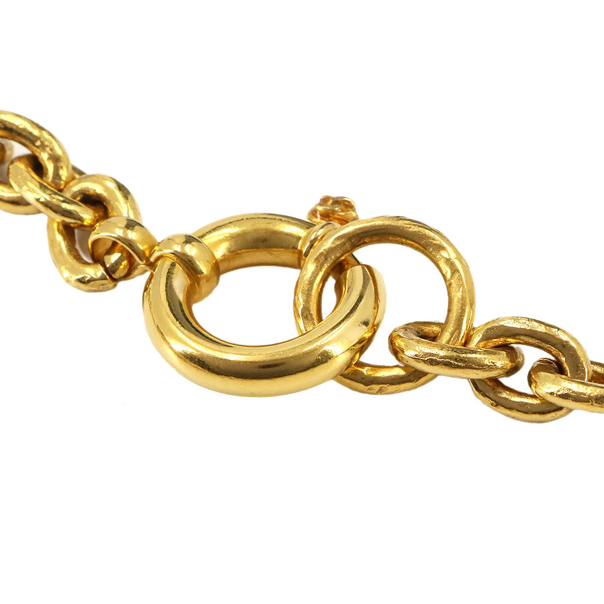 Round type Coco Mark Necklace Gold 94A Vintage Accessory