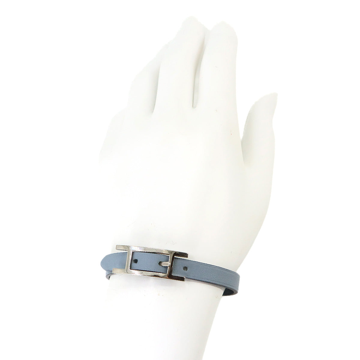 Behapi Double Tour Reversible Bracelet Swift Epsom Bleu Lin T4