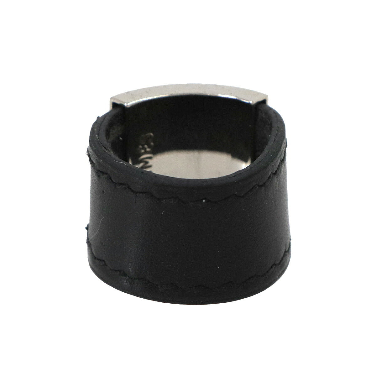 Roulis Ring Leather Metal Black Silver S Accessory