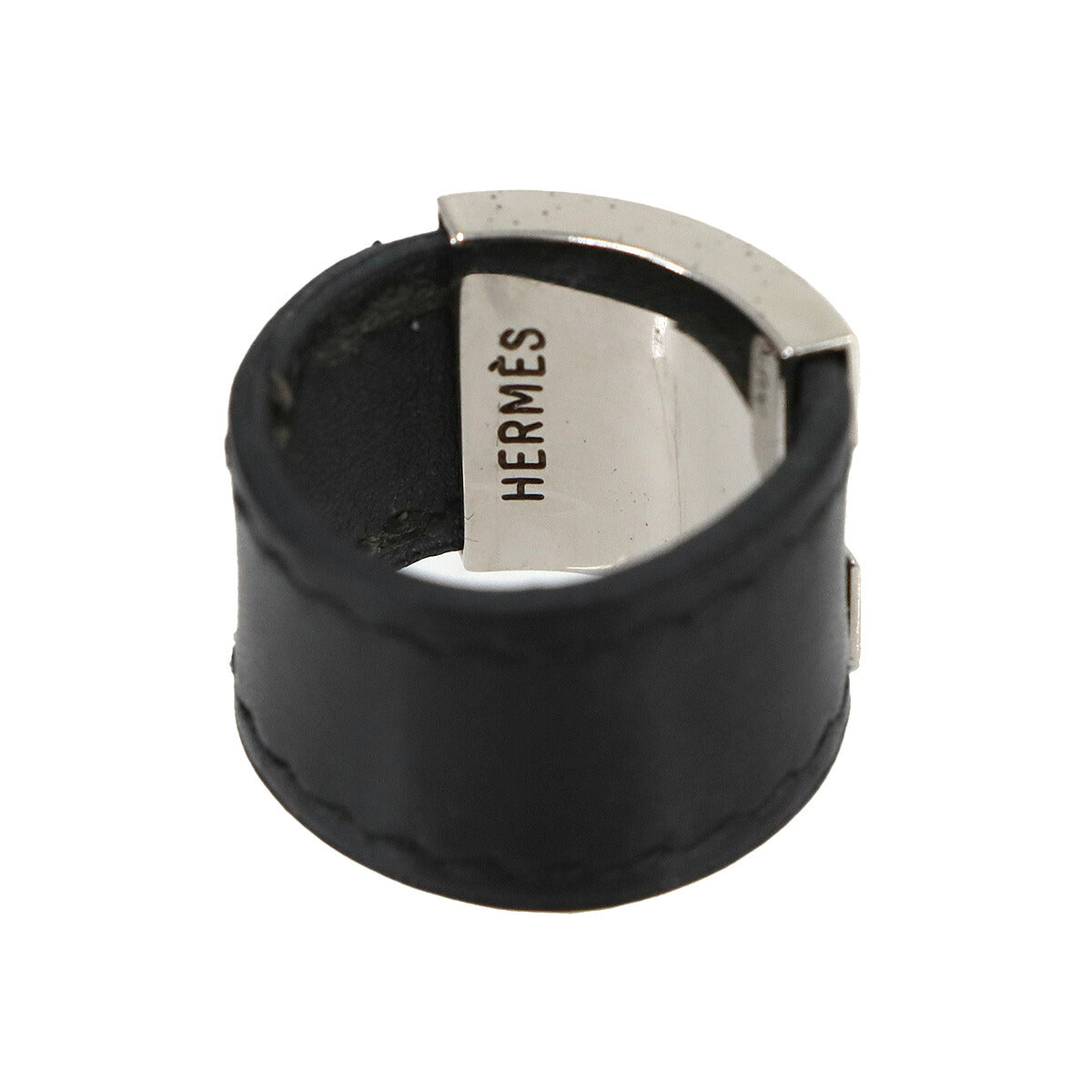 Roulis Ring Leather Metal Black Silver S Accessory