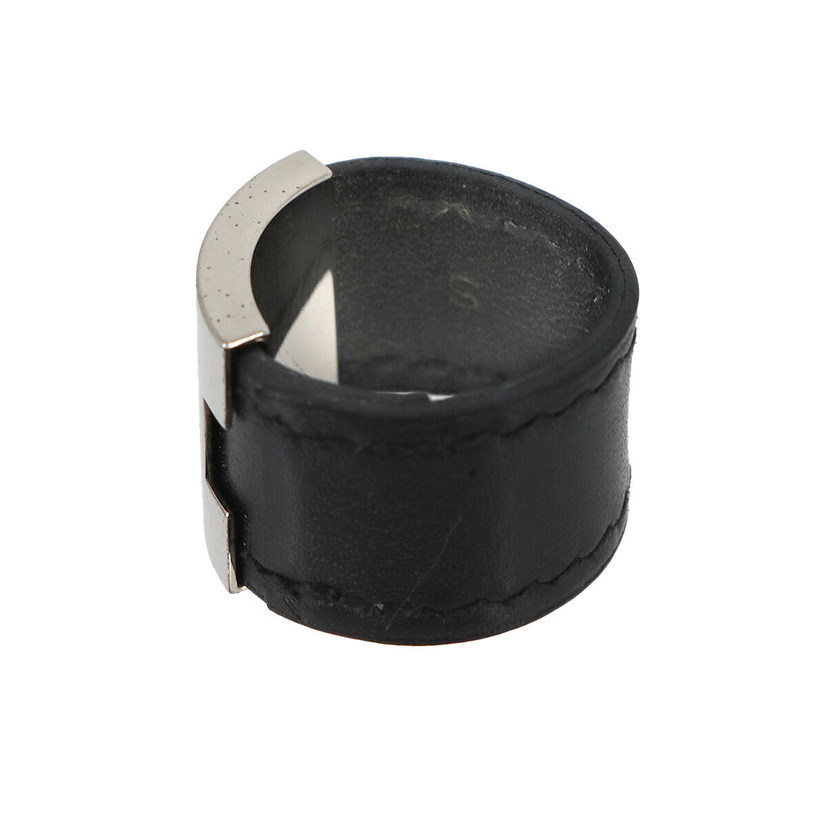 Roulis Ring Leather Metal Black Silver S Accessory