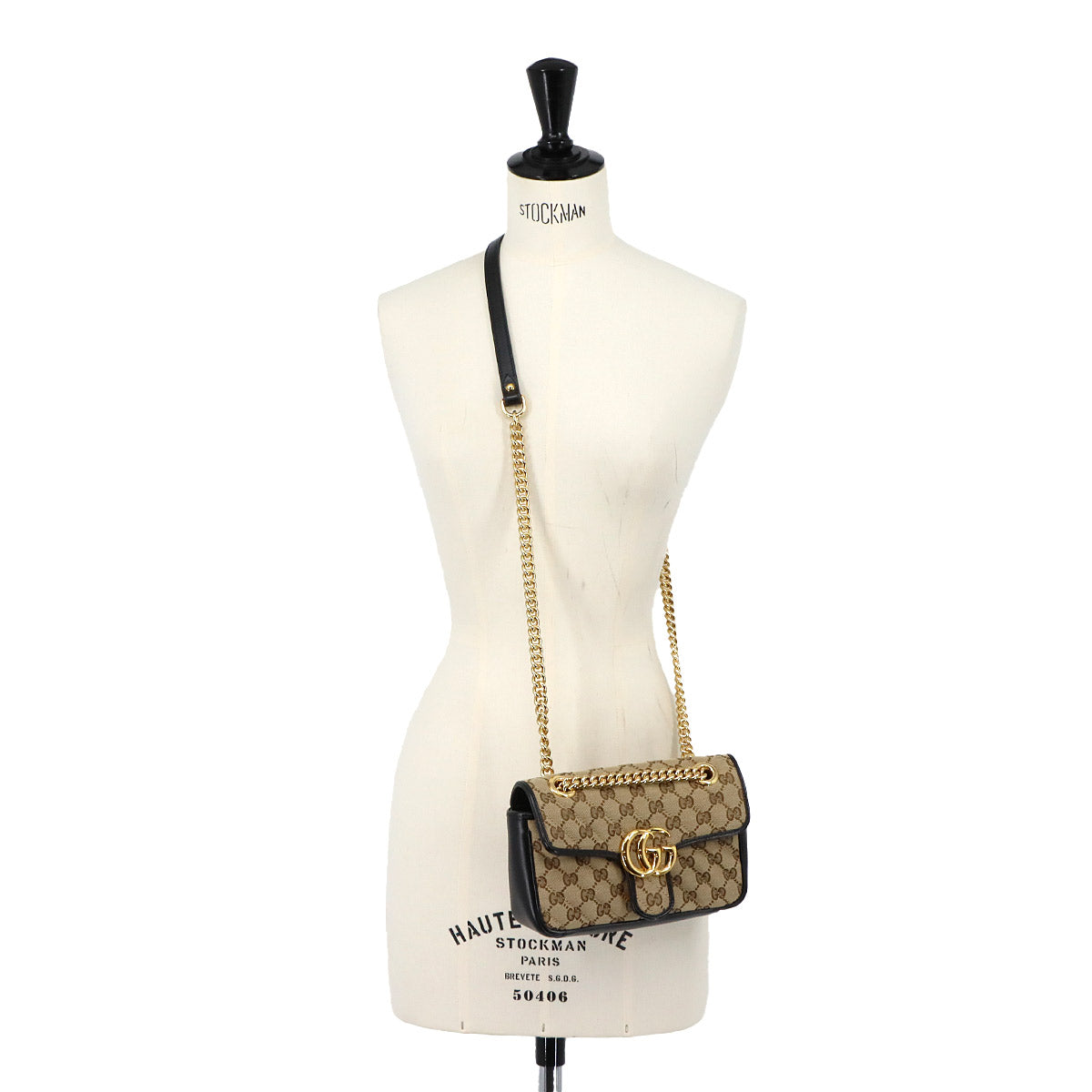 GG Marmont Small Shoulder Bag GG Canvas Leather Beige 446744