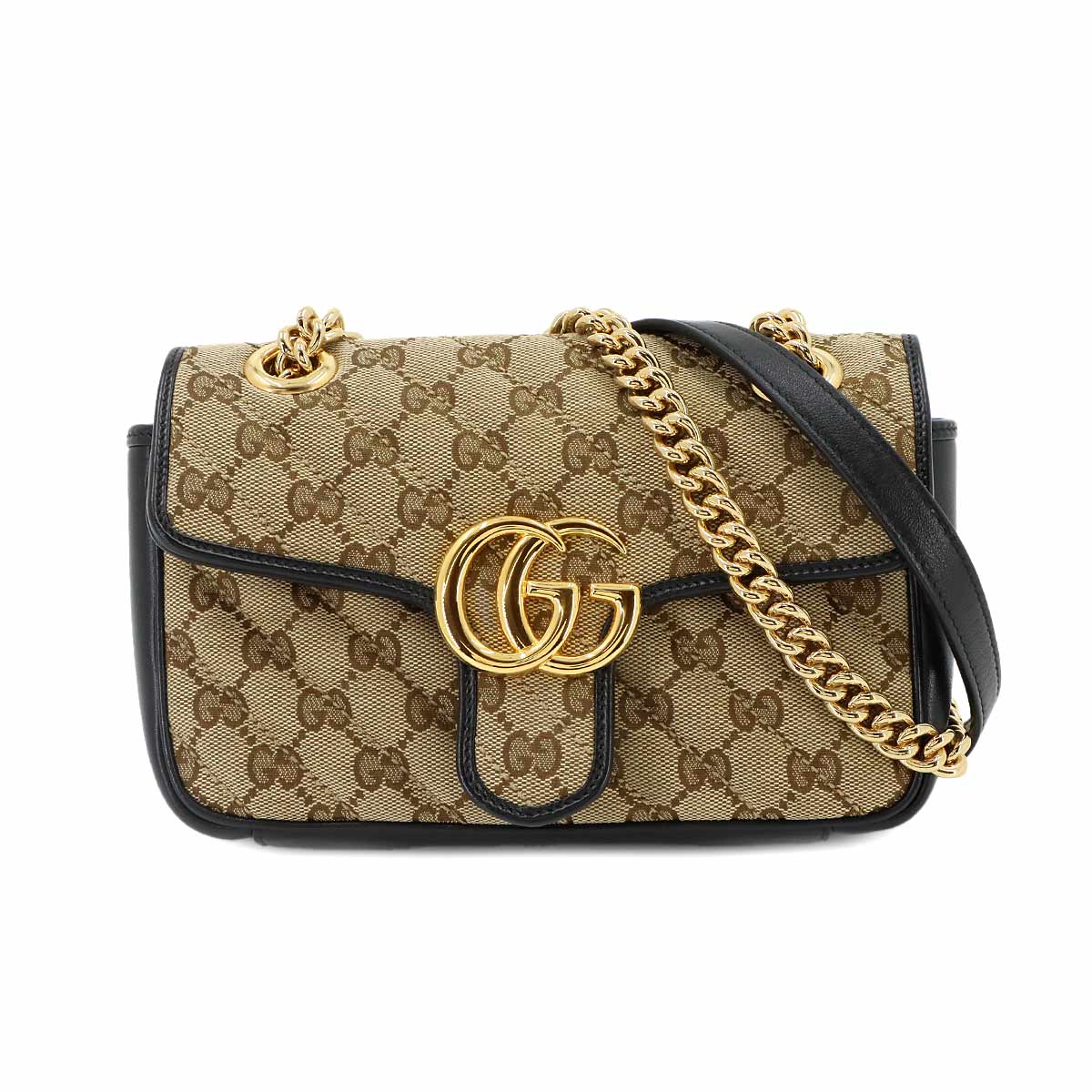 GG Marmont Small Shoulder Bag GG Canvas Leather Beige 446744