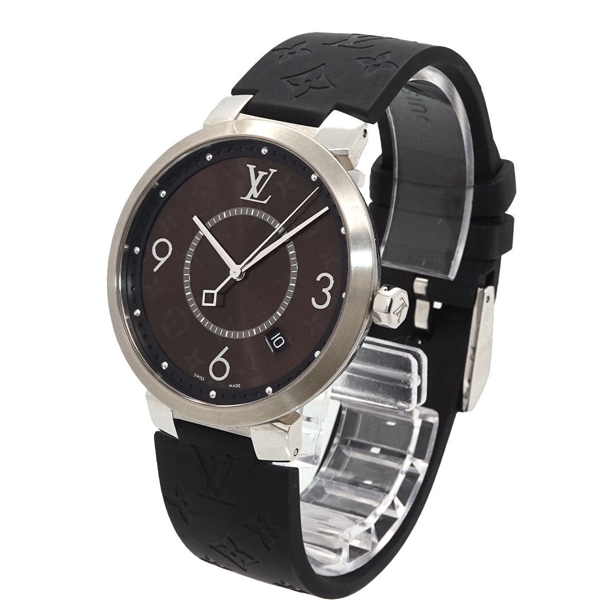 Tambour Slim Monogram Macassar GM QA005 Brown Dial Mens