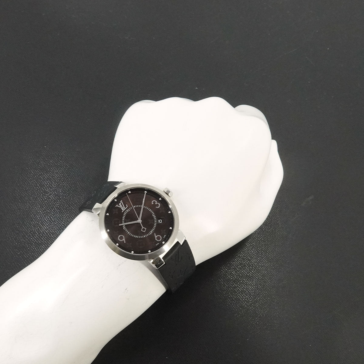 Tambour Slim Monogram Macassar GM QA005 Brown Dial Mens