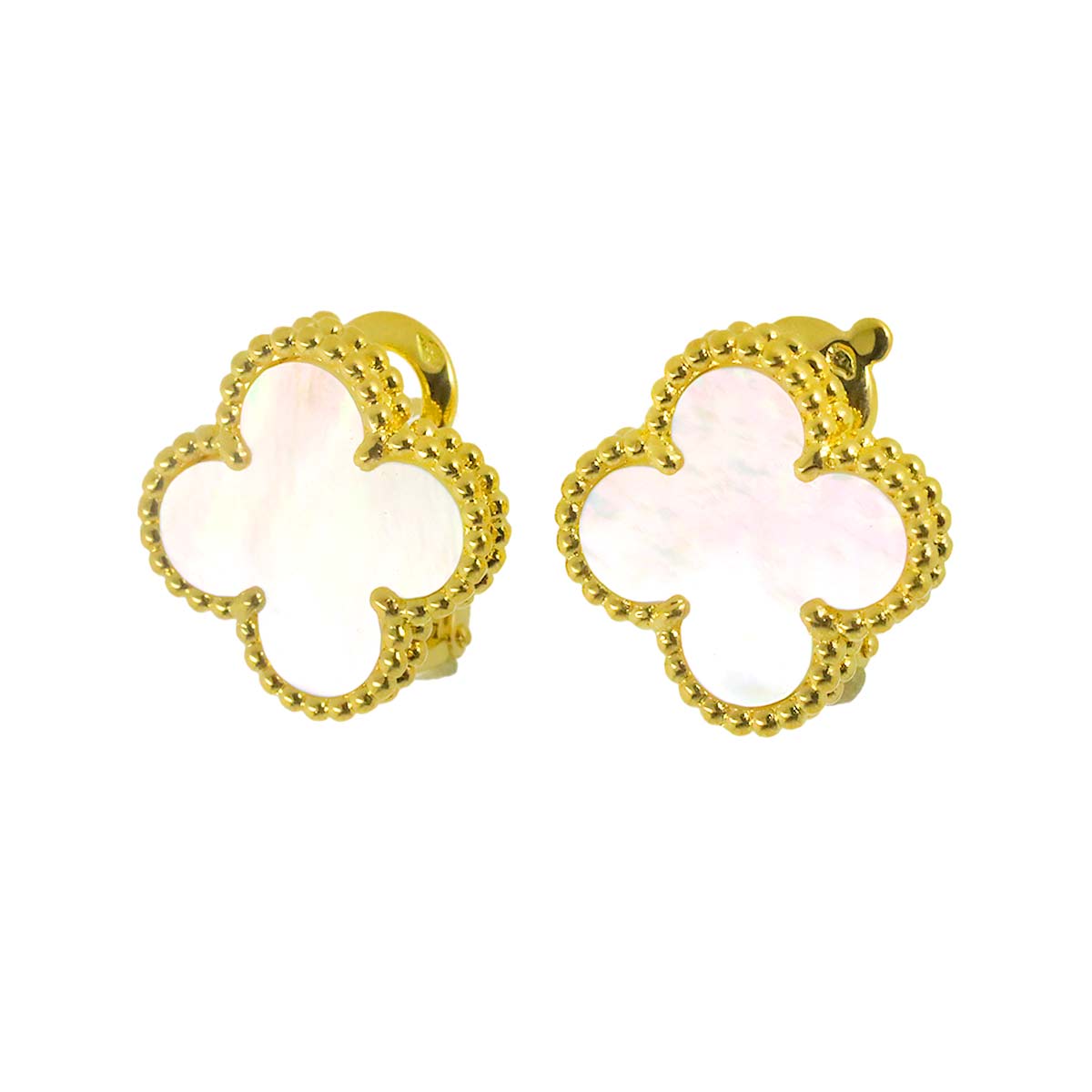 Vintage Alhambra MOP Earrings Pierced 18K YG