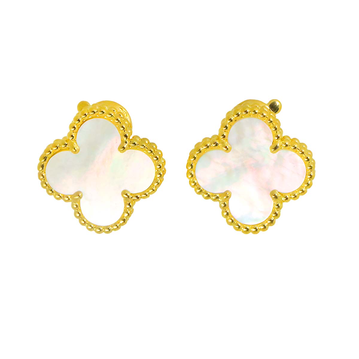 Vintage Alhambra MOP Earrings Pierced 18K YG