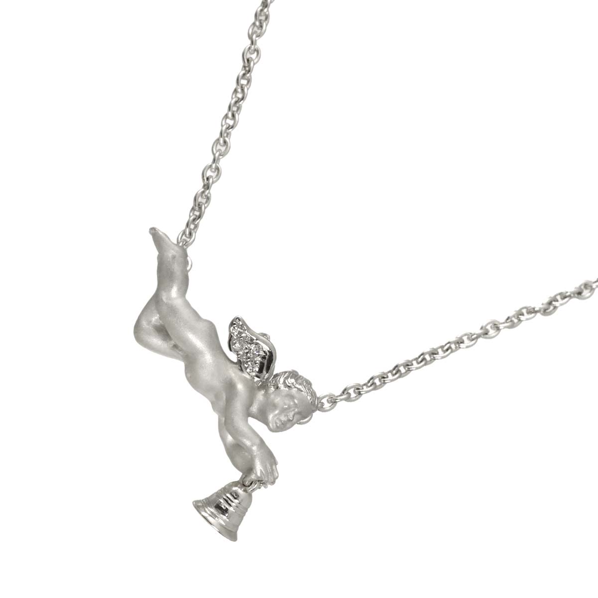 Diamond Angel motif Necklace 18K WG 750