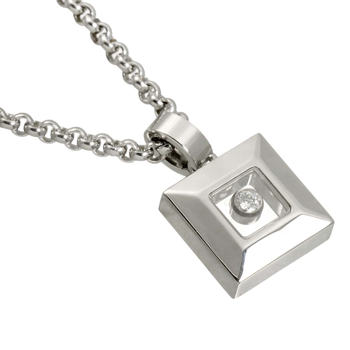 Happy Diamond Square Necklace 18K White Gold 750