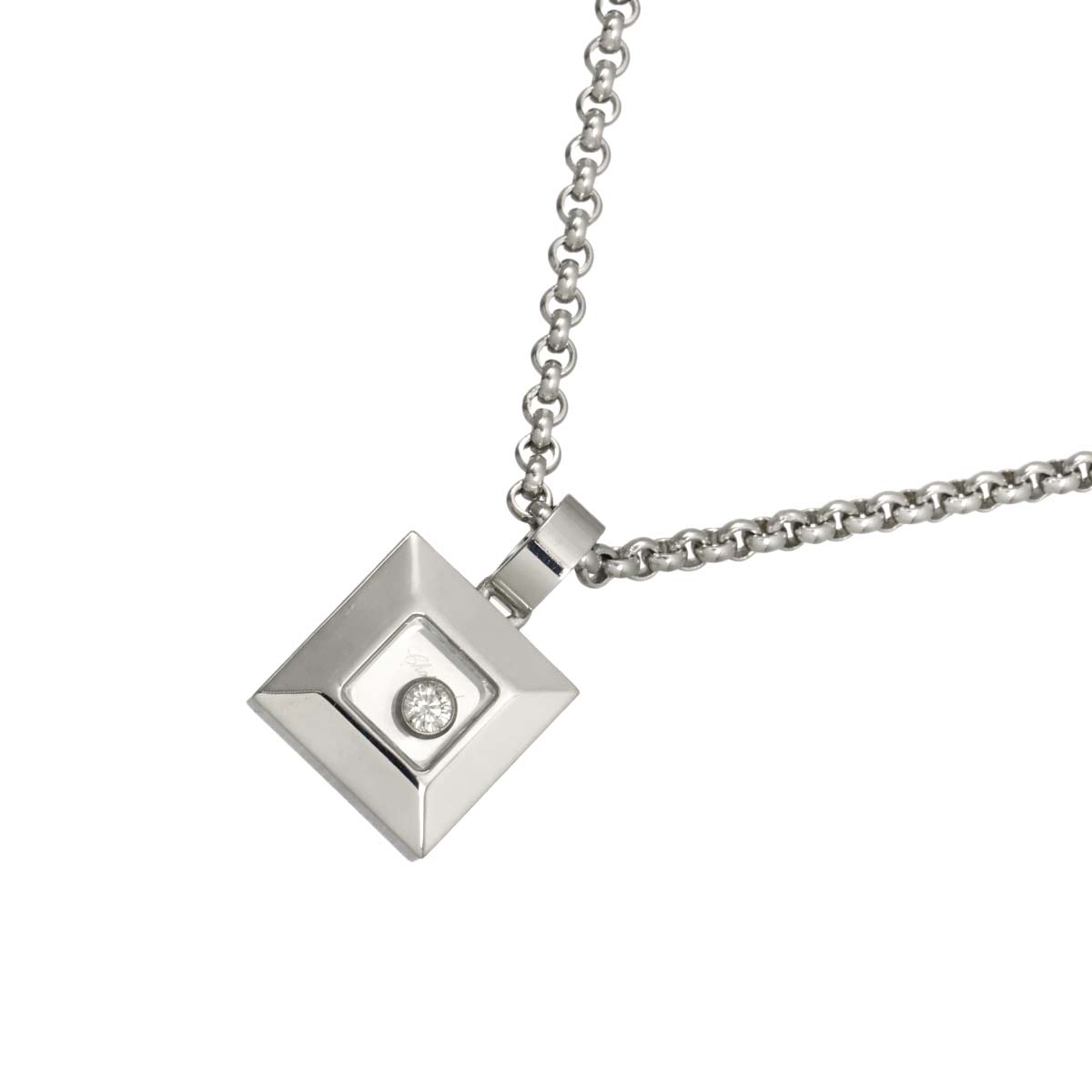 Happy Diamond Square Necklace 18K White Gold 750