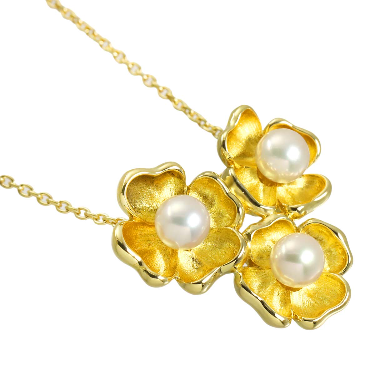 Akoya Pearl Necklace 18K K18 Yellow Gold 750