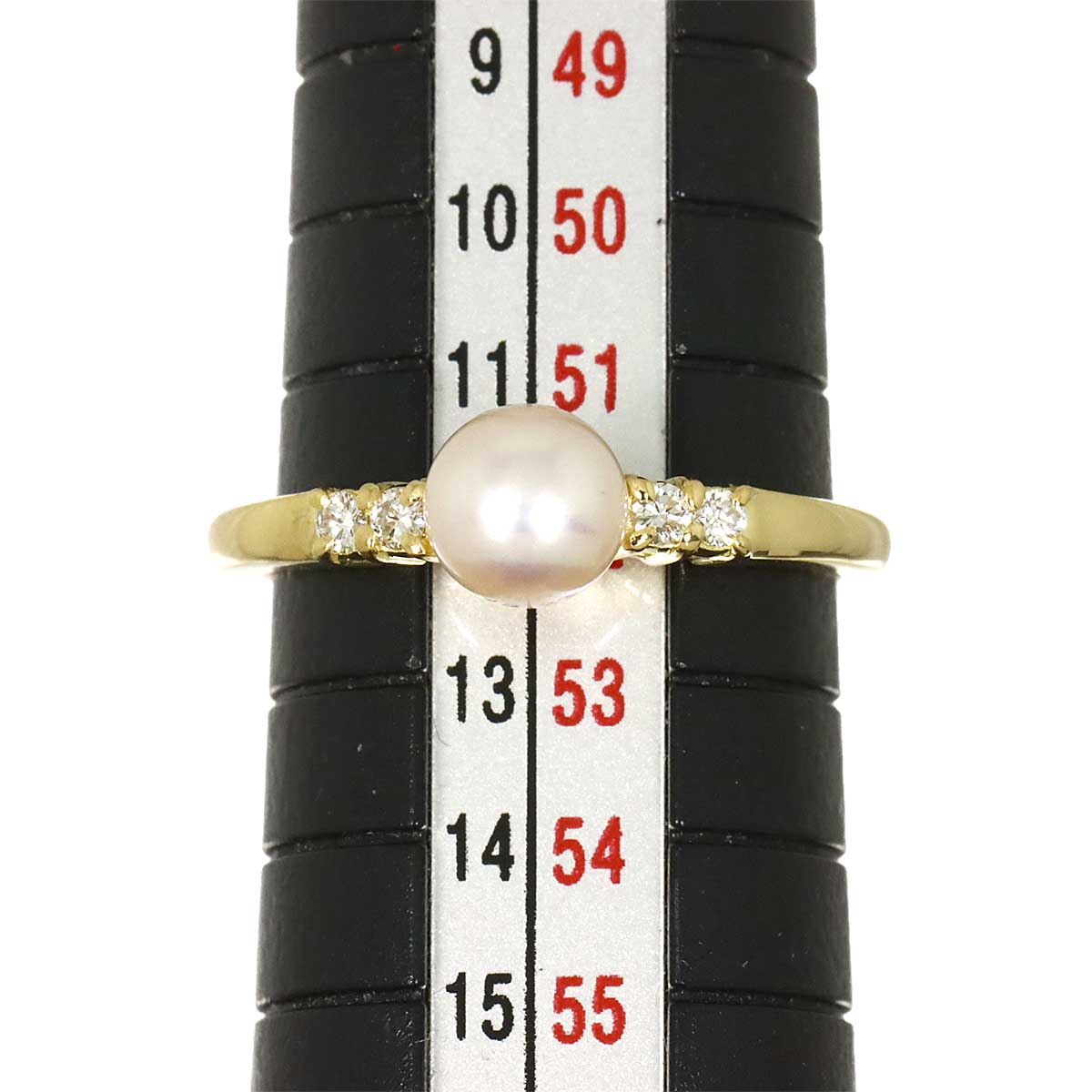 Akoya Pearl 5.7mm Diamond Ring 18K YG 750 Size6(US)