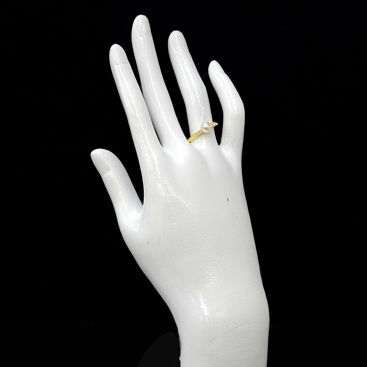 Akoya Pearl 5.7mm Diamond Ring 18K YG 750 Size6(US)