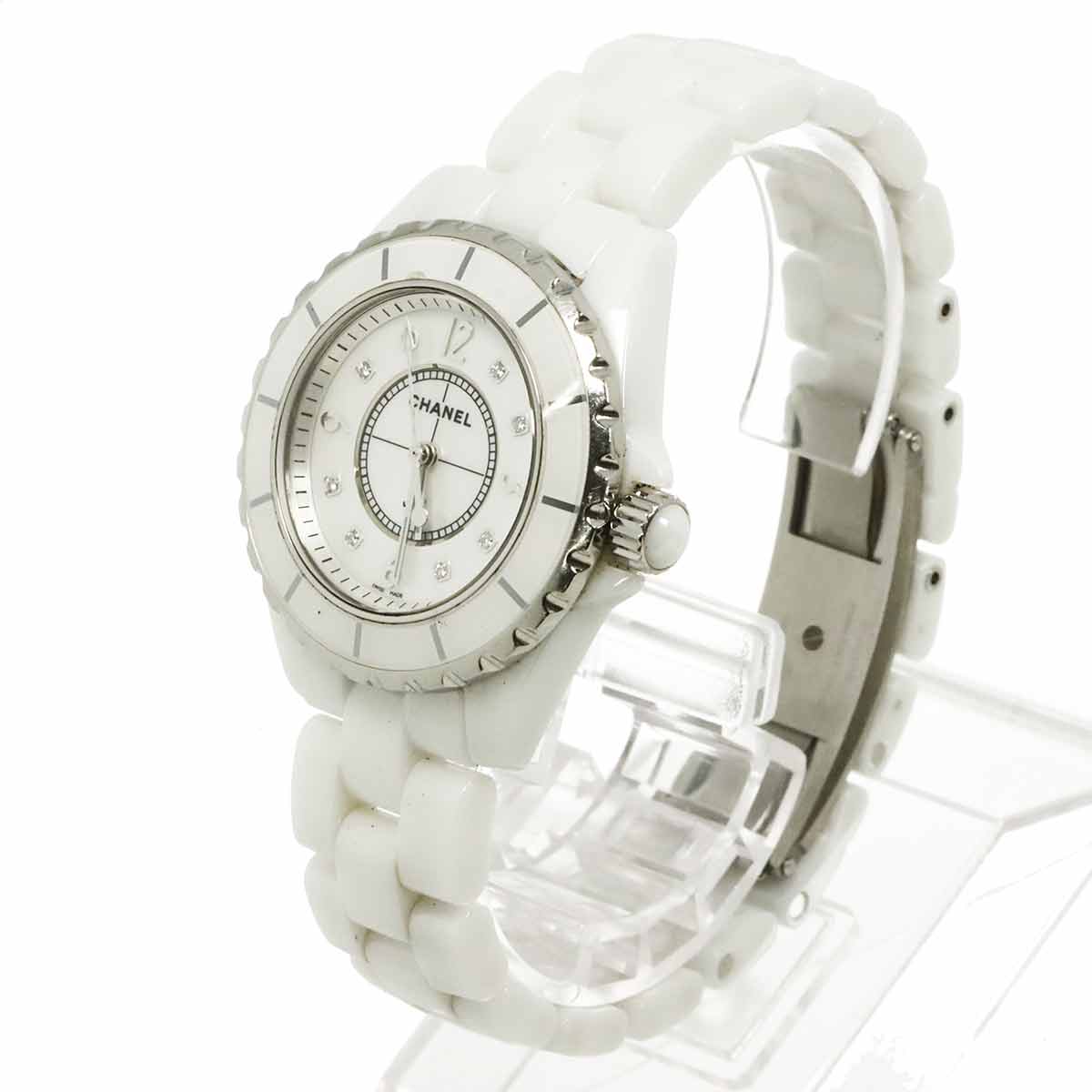 J12 H2422 33mm 8P Diamond Quartz White Shell Dial Ladies Watch