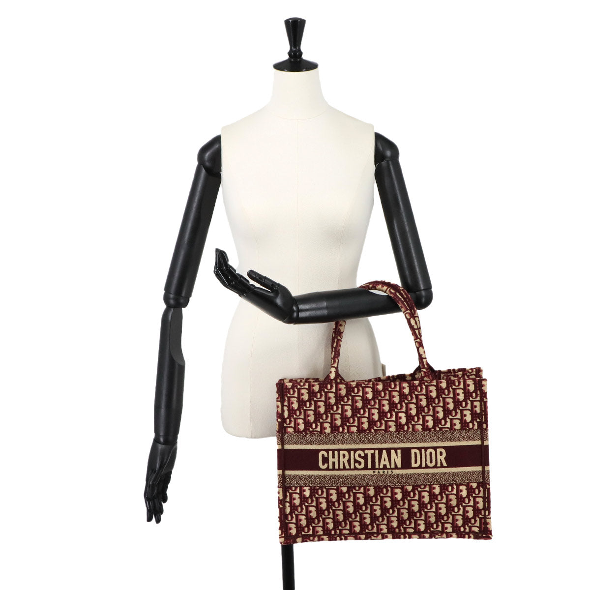 Oblique Book Tote Medium Bag Canvas Bordeaux