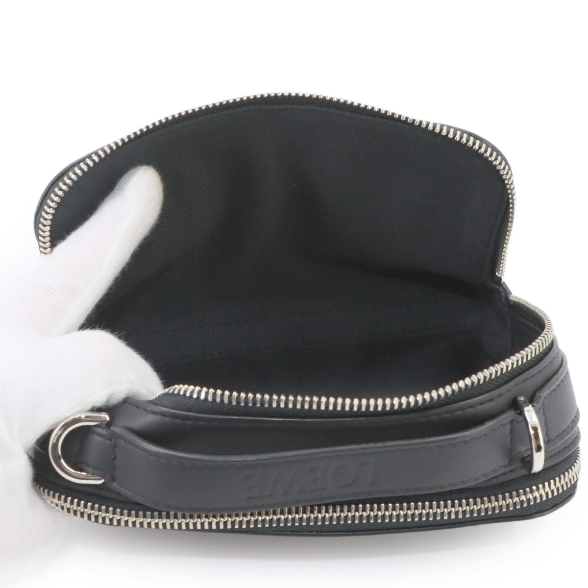 Mini Crossbody Camera Bag Hand Shoulder Bag Leather Black Anagram