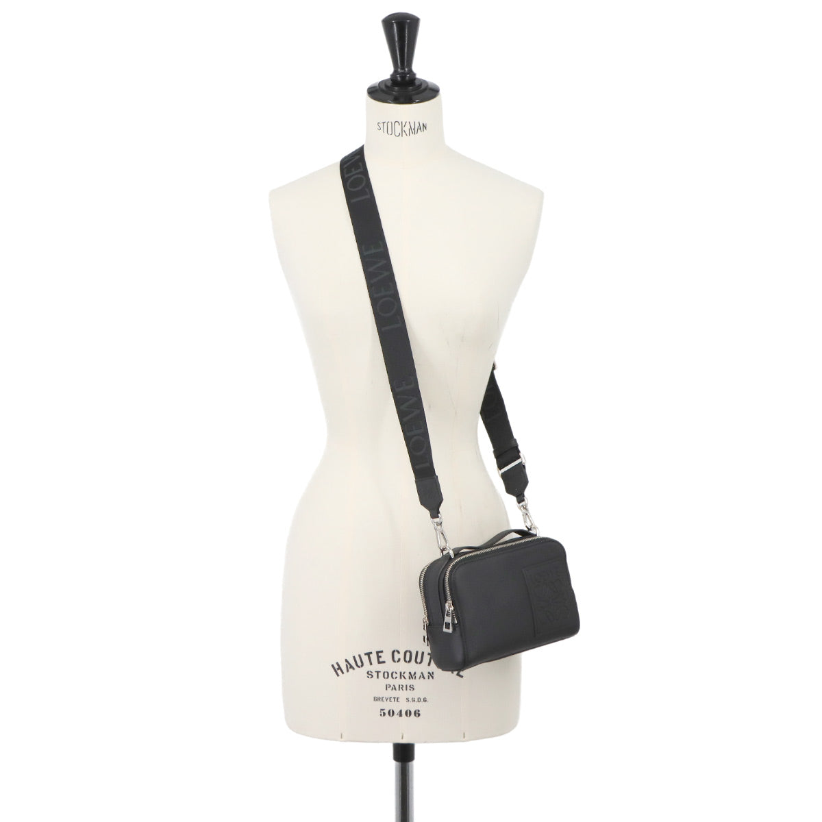 Mini Crossbody Camera Bag Hand Shoulder Bag Leather Black Anagram