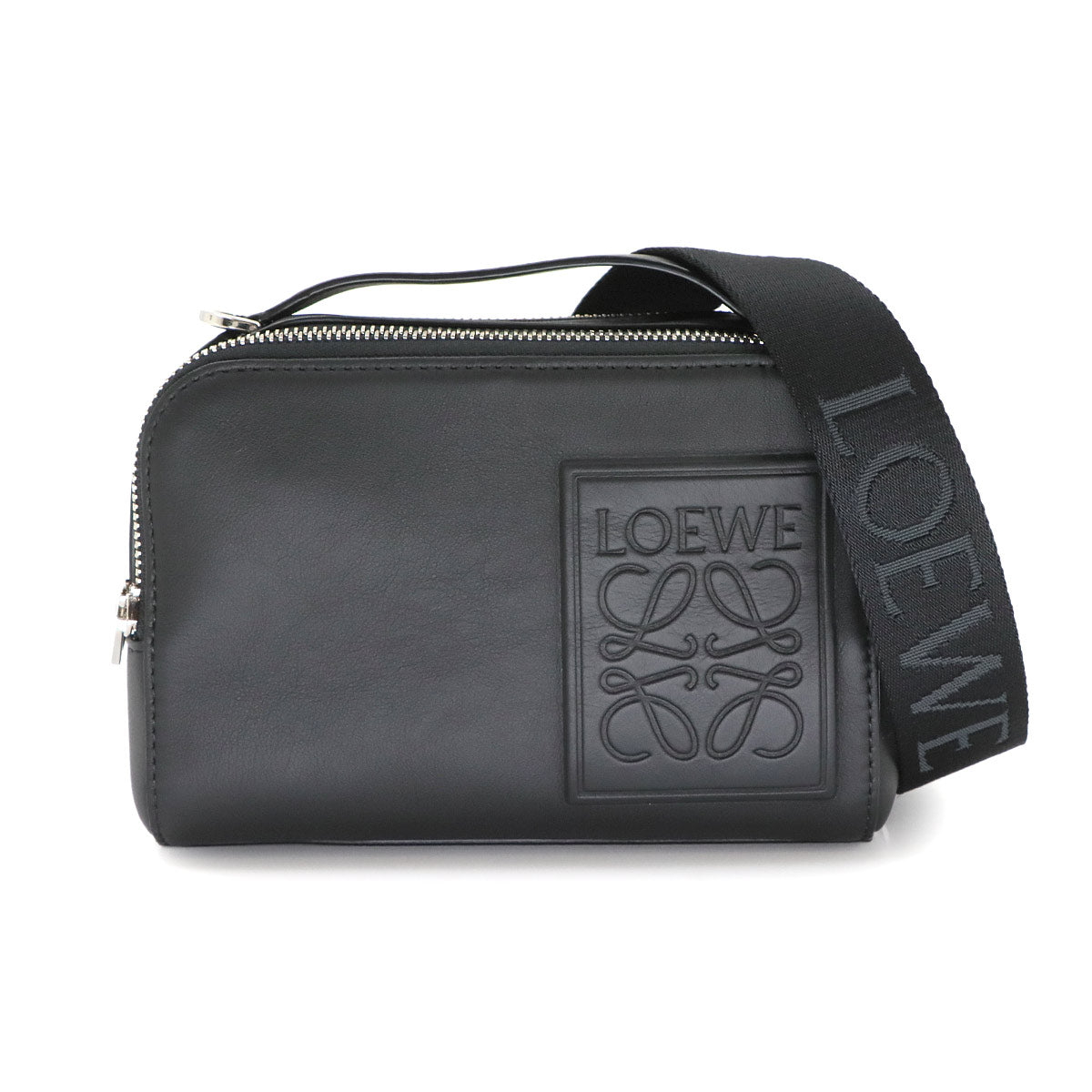Mini Crossbody Camera Bag Hand Shoulder Bag Leather Black Anagram