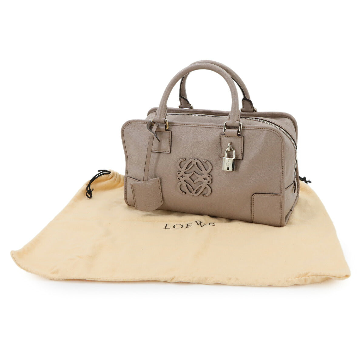 Amazona 28 Hand Bag Leather Beige Anagram Purse