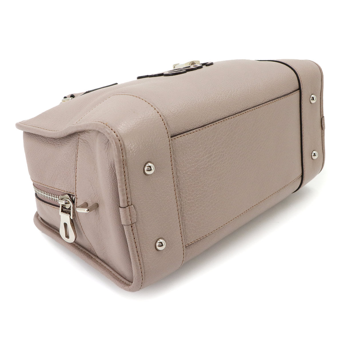 Amazona 28 Hand Bag Leather Beige Anagram Purse