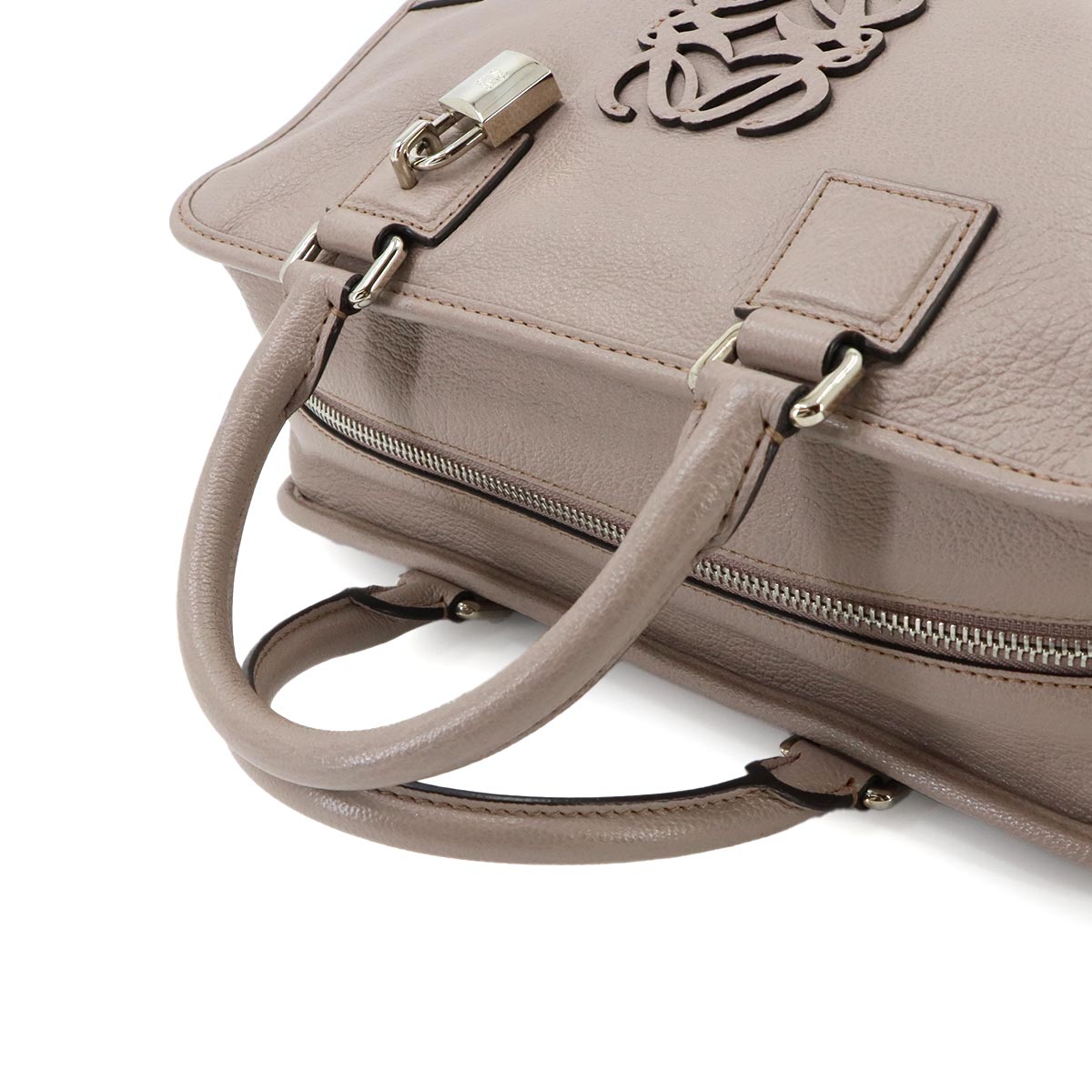 Amazona 28 Hand Bag Leather Beige Anagram Purse