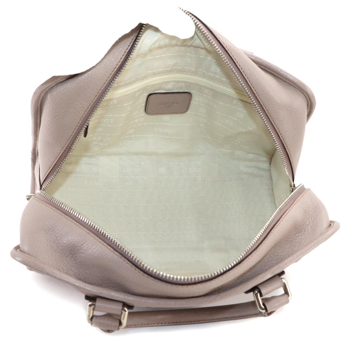 Amazona 28 Hand Bag Leather Beige Anagram Purse