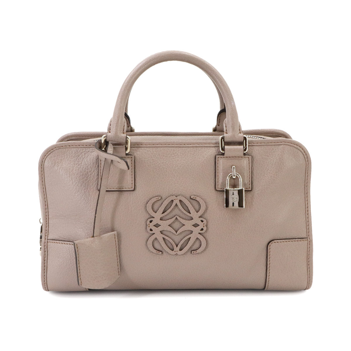 Amazona 28 Hand Bag Leather Beige Anagram Purse