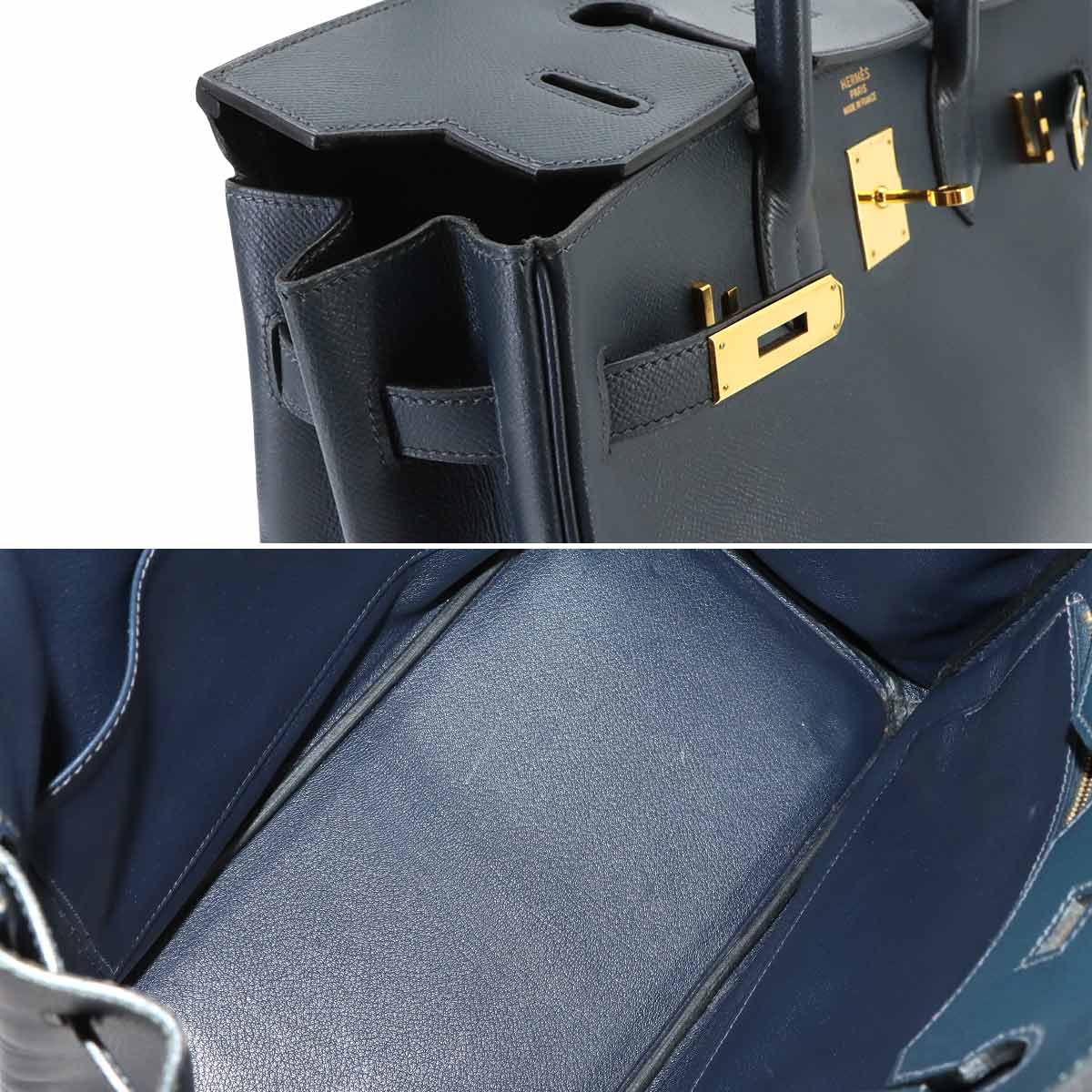 Haut a Courroies 32 Couchevel Epsom Blue Indigo Hand Bag Purse