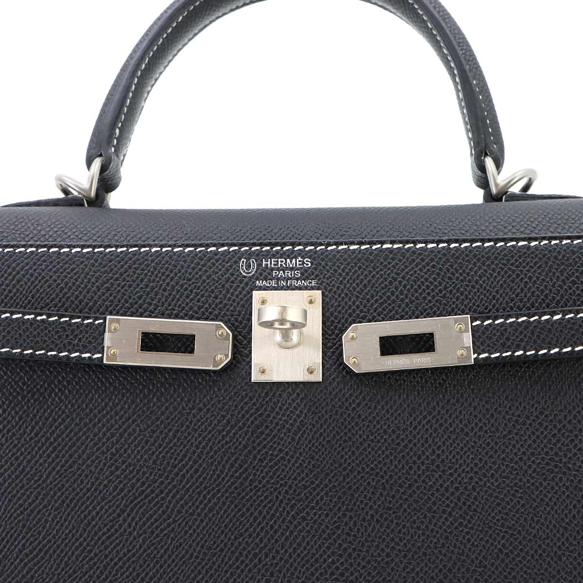 Kelly 25 Hand Shoulder Bag Veau Epsom Black Craie