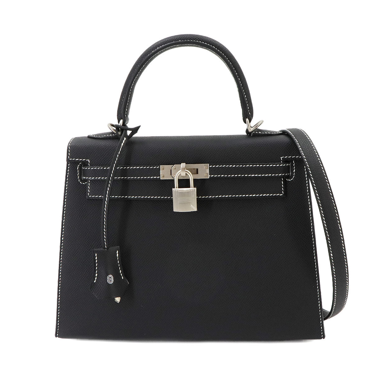 Kelly 25 Hand Shoulder Bag Veau Epsom Black Craie