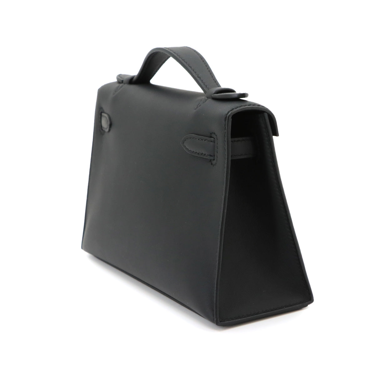 Pochette Kelly Veau Swift Leather Black Hand Bag