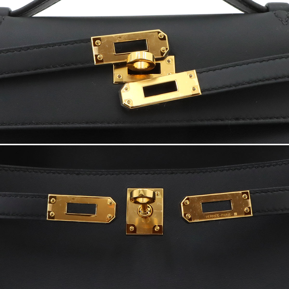 Pochette Kelly Veau Swift Leather Black Hand Bag