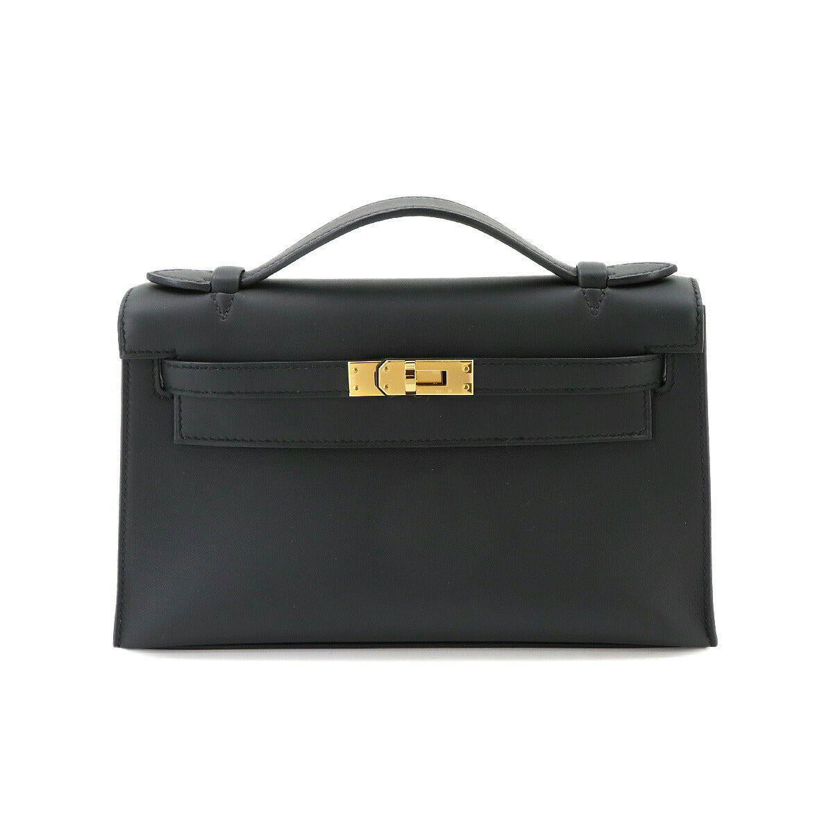 Pochette Kelly Veau Swift Leather Black Hand Bag