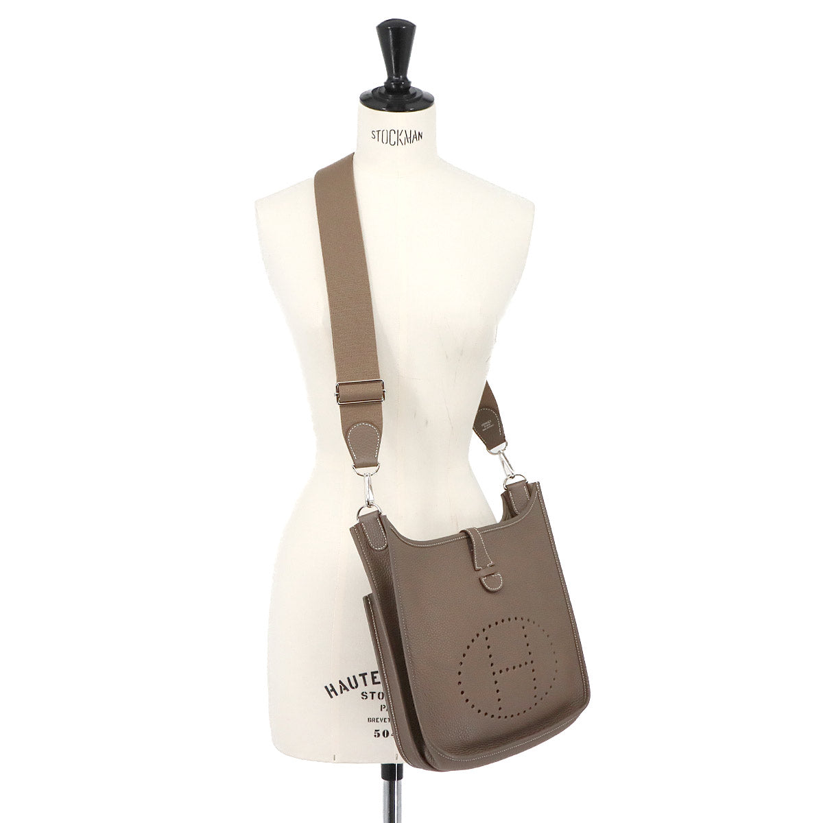Everlyne 3 PM Shoulder Bag Taurillon Clemence Etoupe Purse