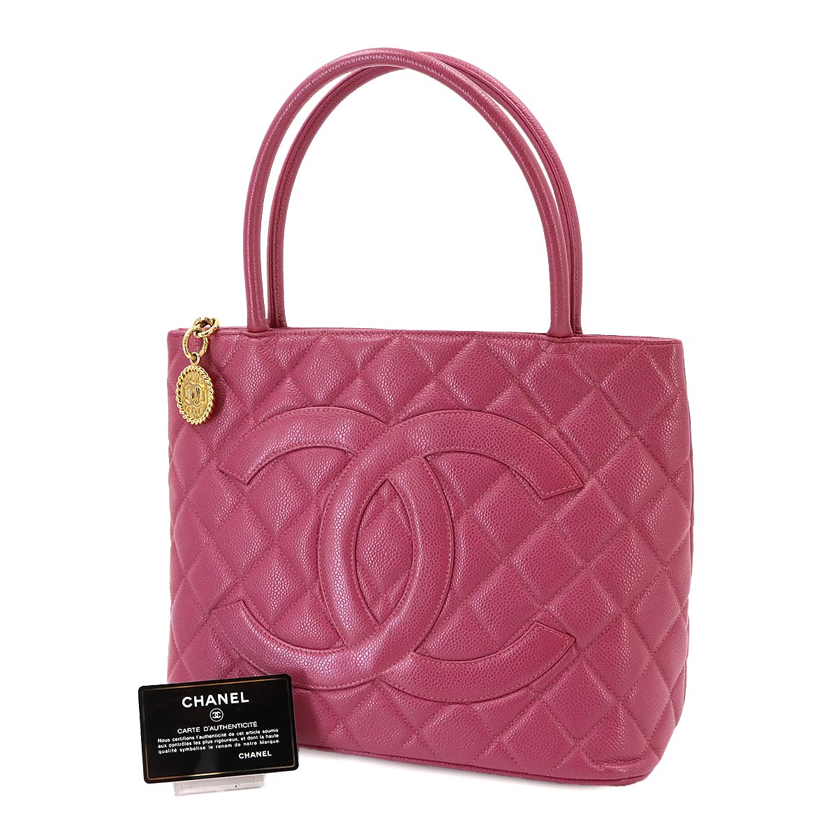 Medallion Tote Bag Leather Pink A01804 Coco Logos
