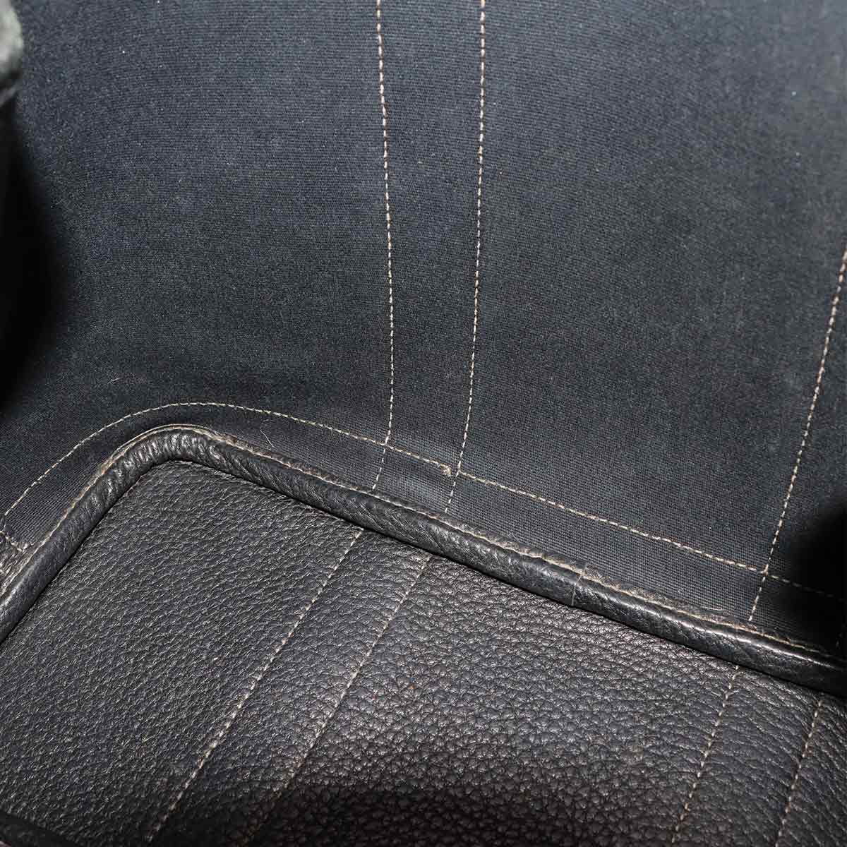Garden Party TPM Tote Bag Toile Officier Leather Navy Black