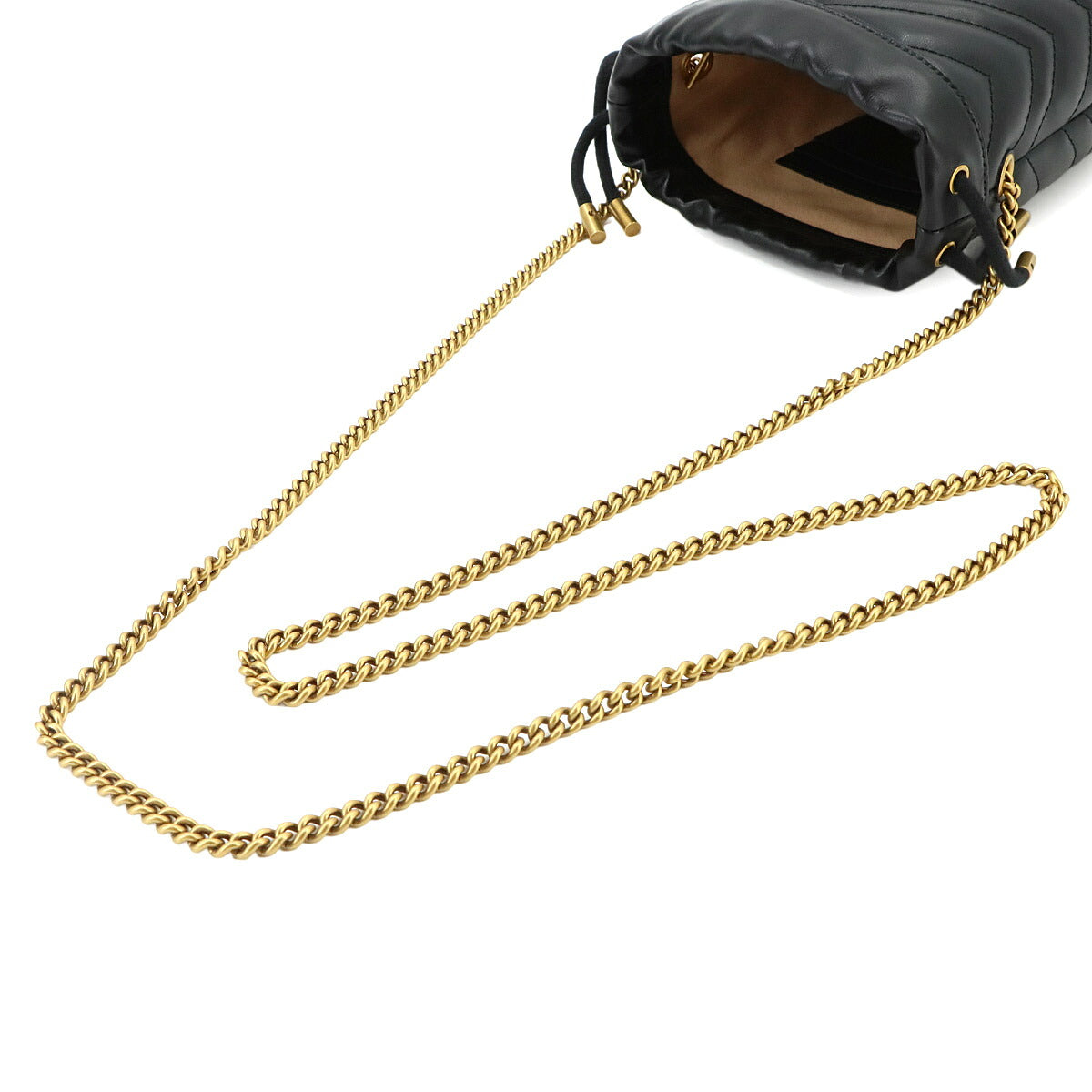 GG Marmont Mini Bucket Chain Shoulder Bag Leather Black 575163
