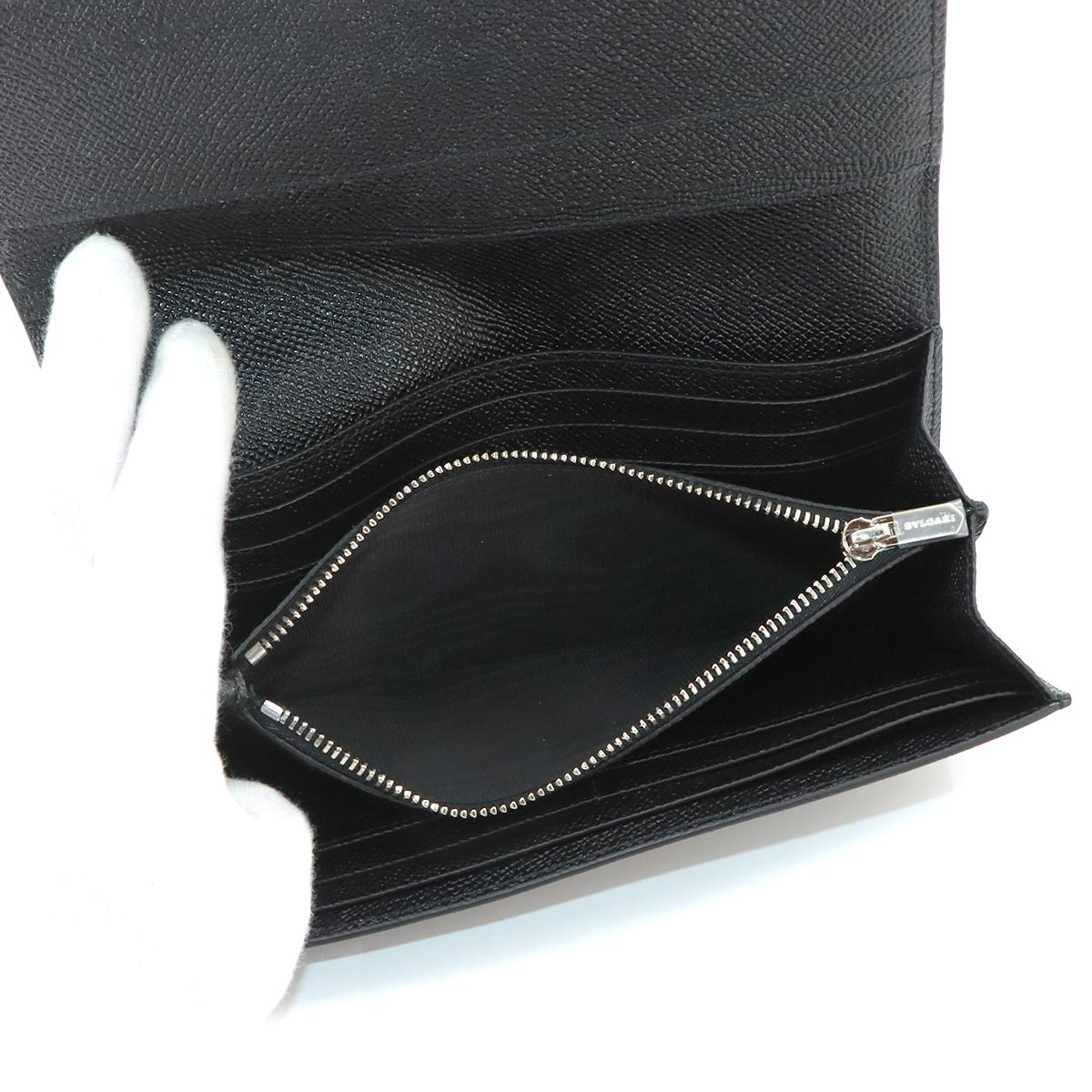 BVLGARIBVLGARI Long Wallet Leather Black 289381 Purse