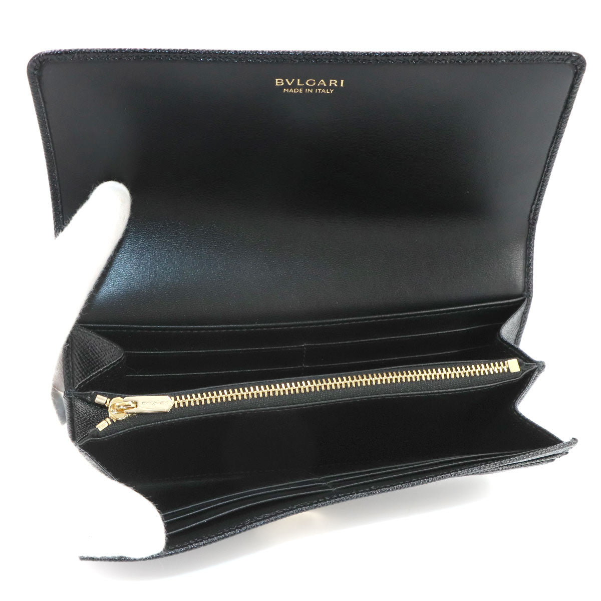 BVLGARIBVLGARI Long Wallet Leather Black 280526 Purse