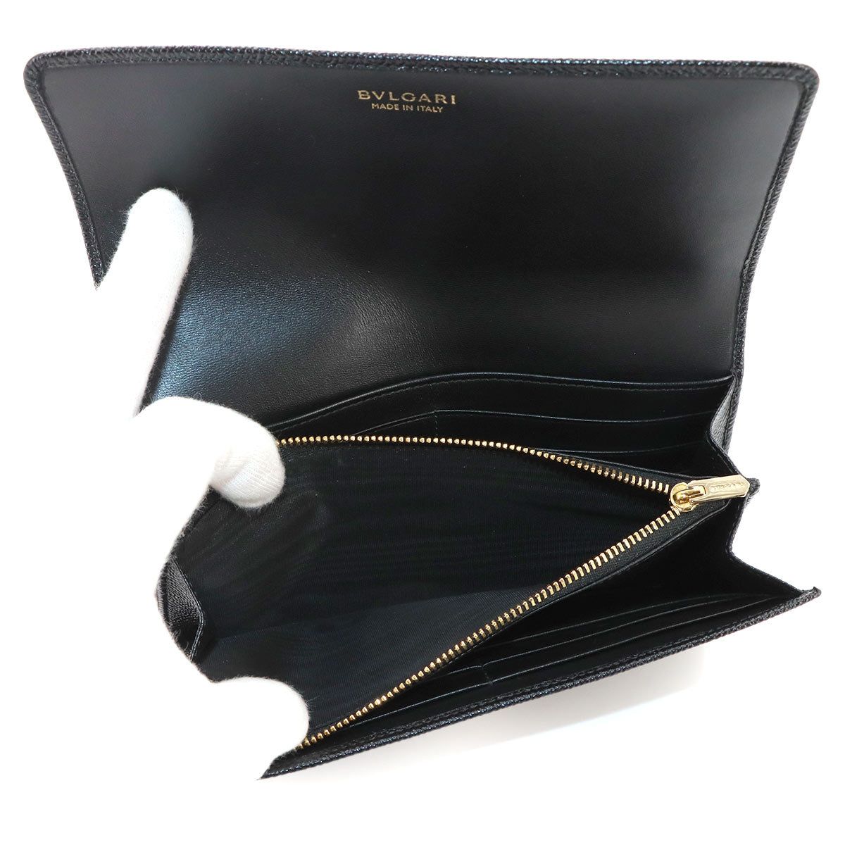 BVLGARIBVLGARI Long Wallet Leather Black 280526 Purse