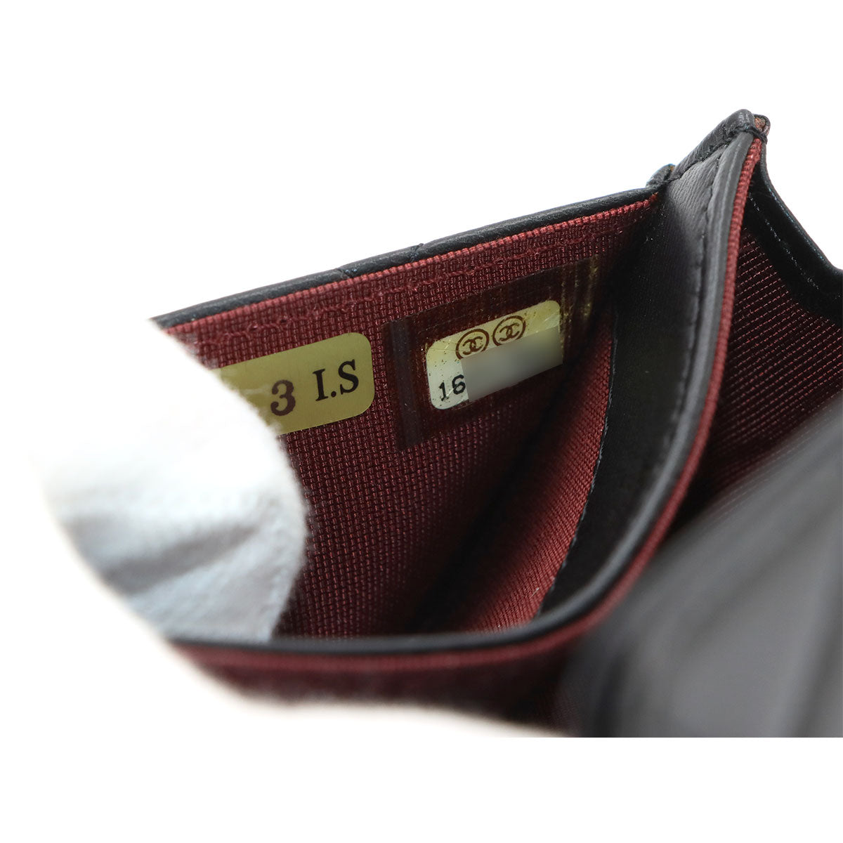 Matelasse Card Case Leather Black Purse