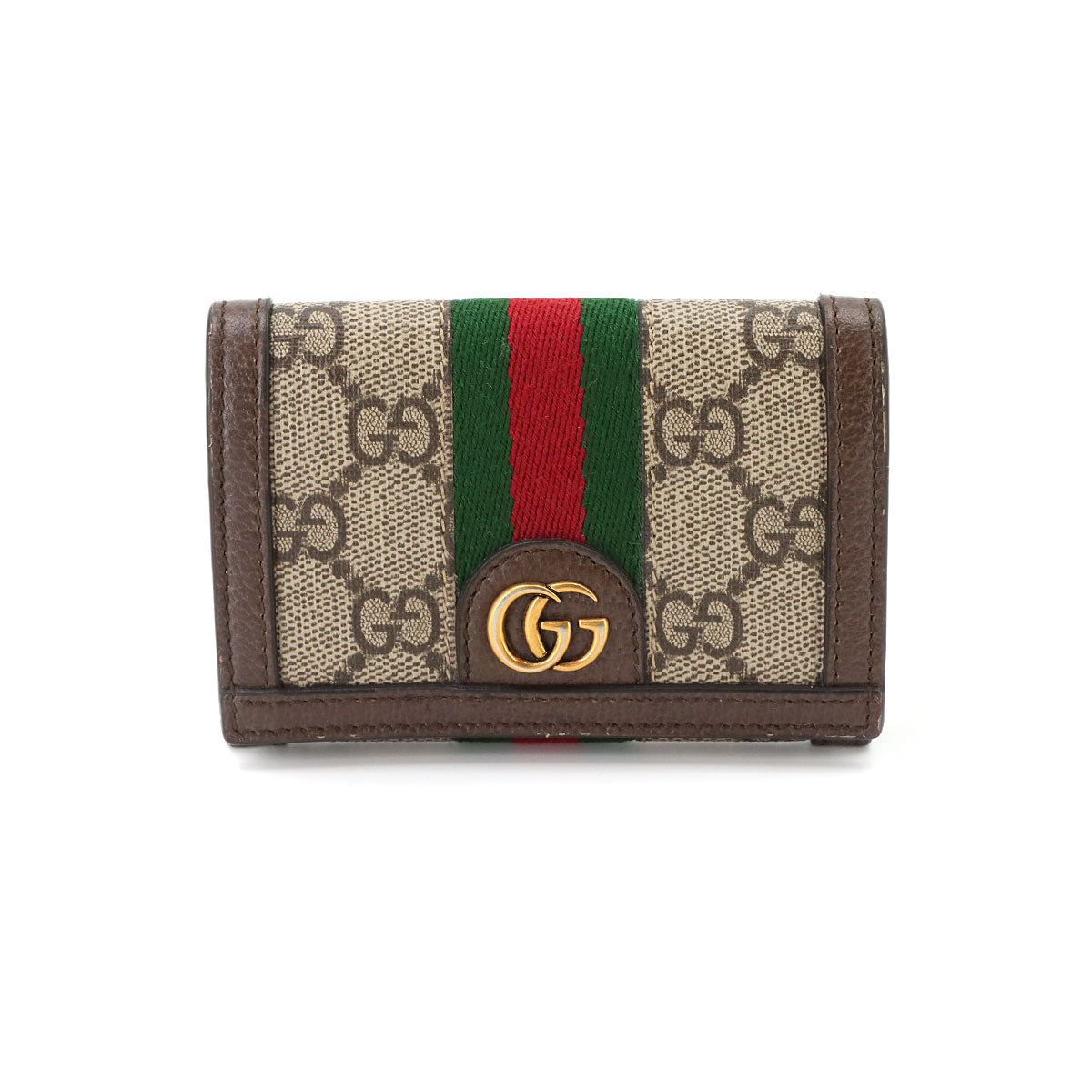 Ophidia GG Card Case GG Supreme Leather Brown 763286