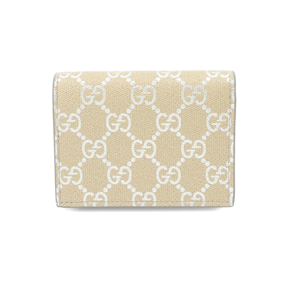 GG Emblem Wallet PVC Leather Beige Silver 820692