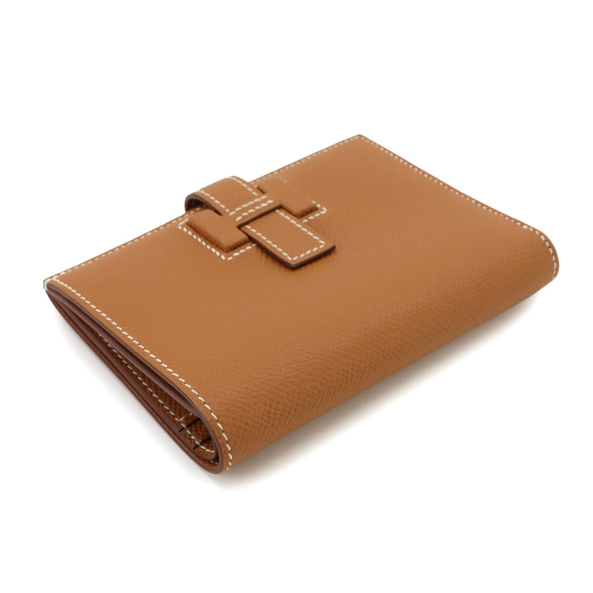 New H Passant Compact Wallet Epsom Gold Purse