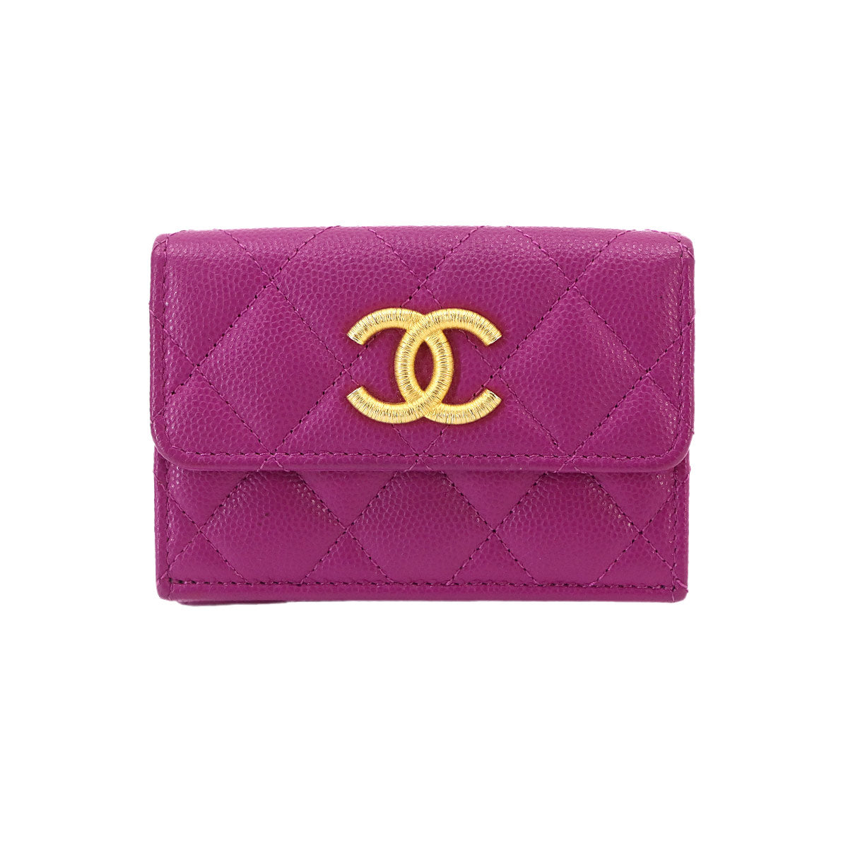 Matelasse Compact Wallet Leather Purple AP3518