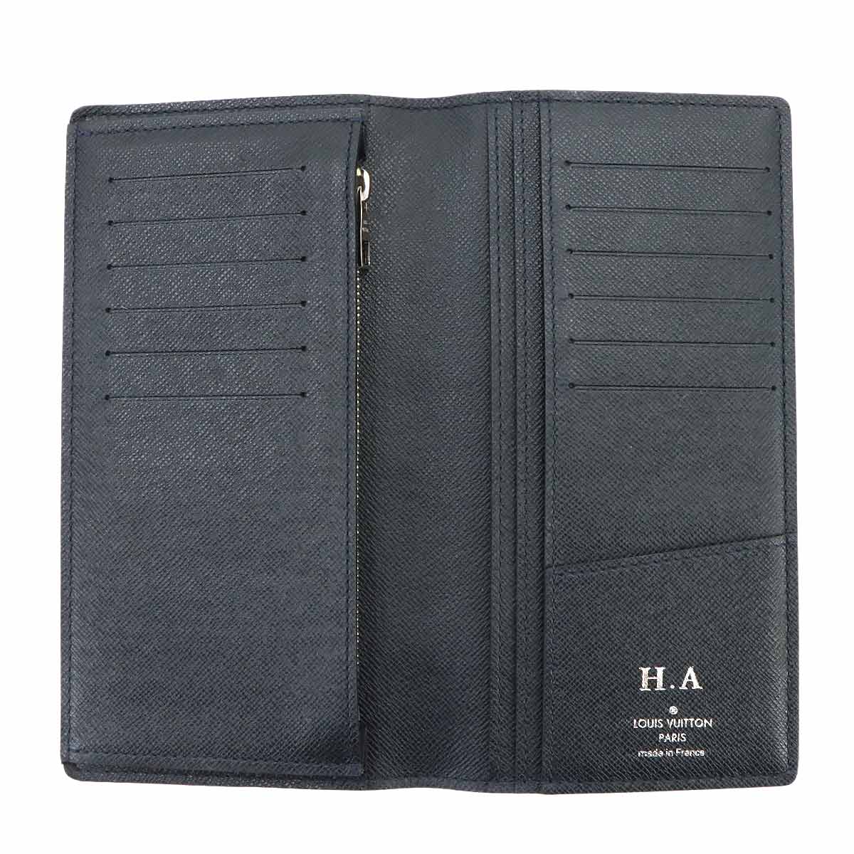 LOUIS VUITTON Taiga Brazza Long Wallet Leather Noir M32572