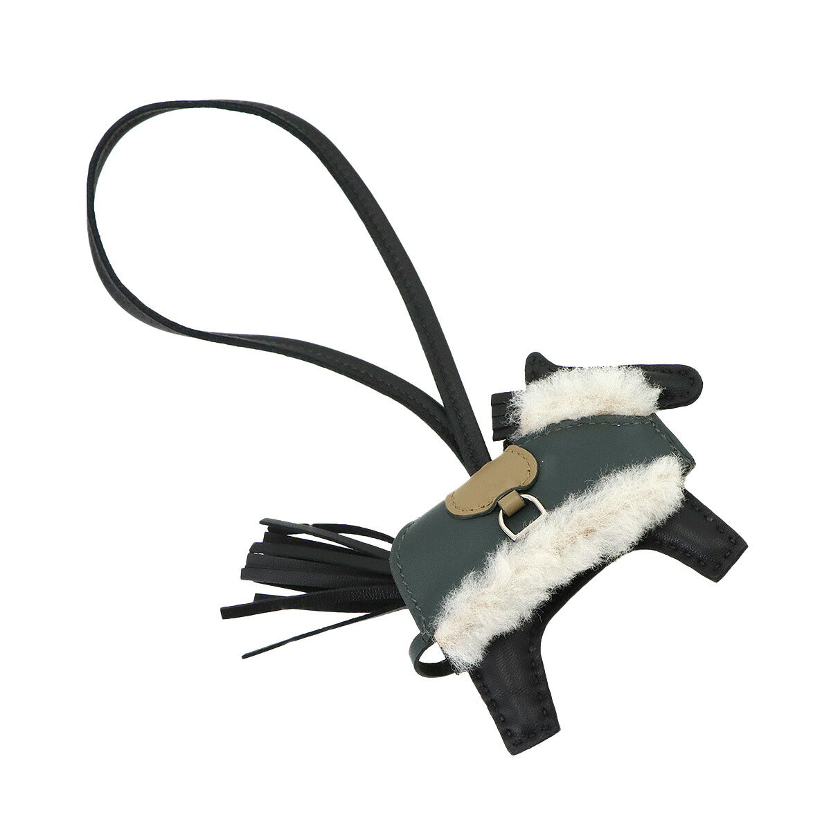 Rodeo Robeo Plush PM Bag Charm Black Agneau Milo Beige Marfa