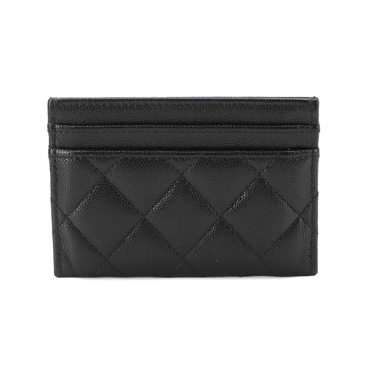 Matelasse Card Case Leather Black Purse