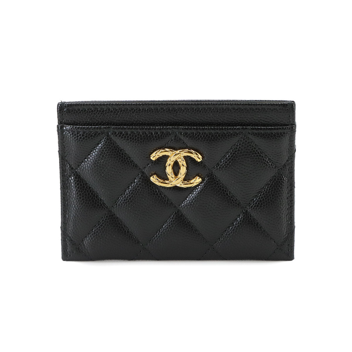 Matelasse Card Case Leather Black Purse